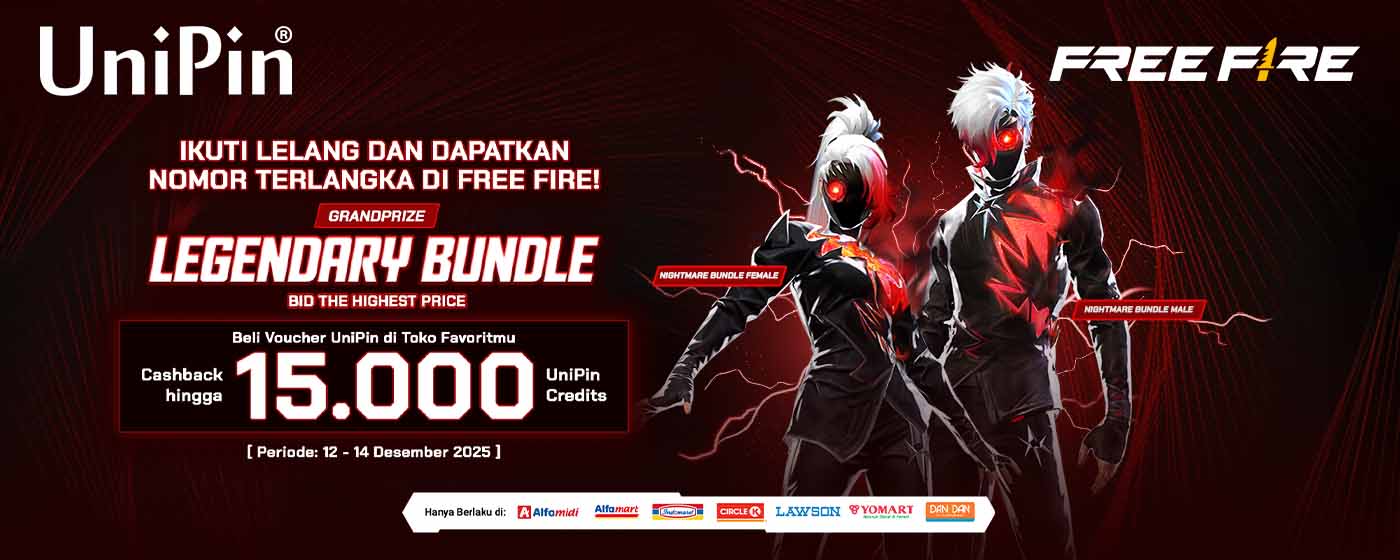 Kesempatan Emas! Rebut Legendary Bundle Free Fire & Cashback hingga 15.000 UniPin Credits!